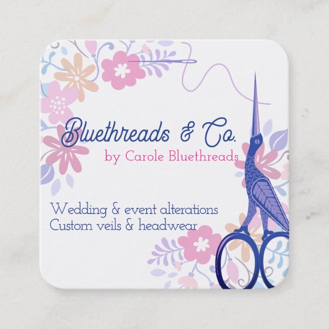 Carte De Visite Carré Ciseaux de cigogne couture couturière altération c (Devant)