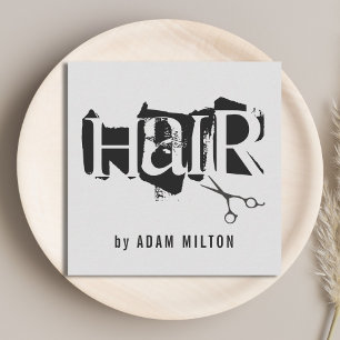 Carte De Visite Carré Ciseaux noirs gris moderne Stylliste de cheveux