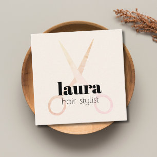 Carte De Visite Carré Ciseaux pastel élégants modernes gras 