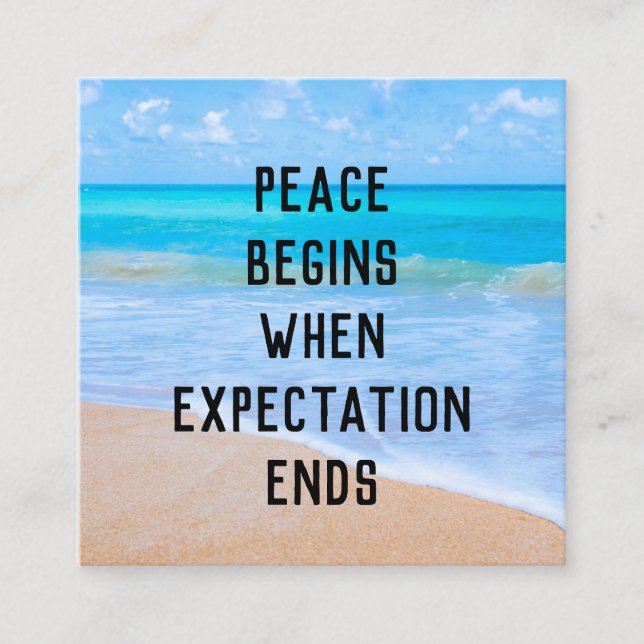 Carte De Visite Carré Citation inspirante avec scène de plage tropicale (Devant)