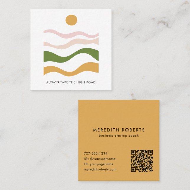 Carte De Visite Carré Citation motivationnelle Abstraite Prenez la route (Devant / Derrière)