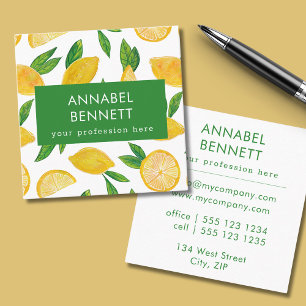 Carte De Visite Carré Citrus Lemon motif professionnel