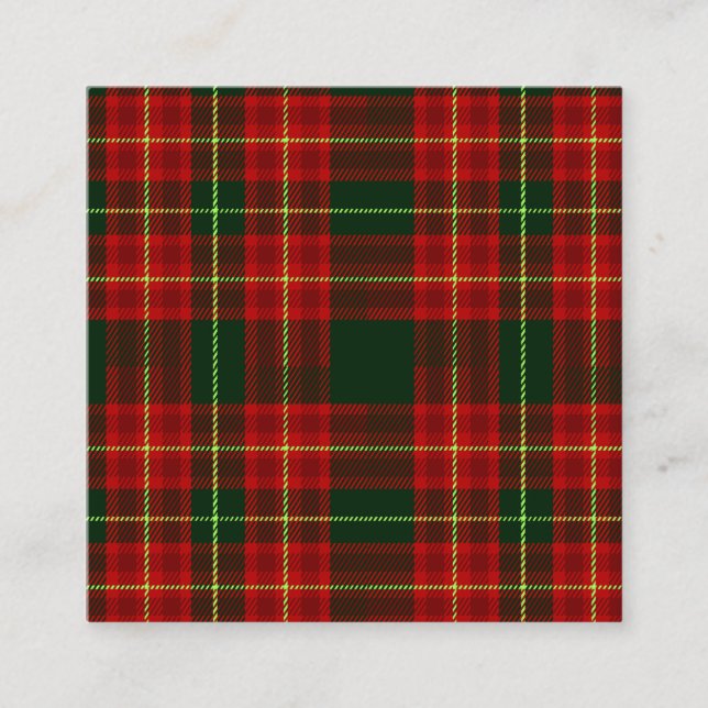 Carte De Visite Carré Classic Christmas Red Green Tartan Plaid Seamless  (Devant)