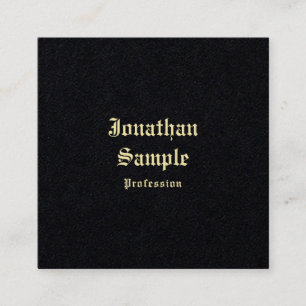 Carte De Visite Carré Classic Gold Old English Police Texte Modèle Noir