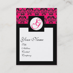 Carte De Visite CARRÉ CLASSIQUE DAMASK MONOGRAM, fuchsia rose