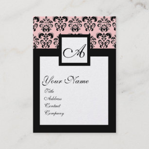 Carte De Visite CARRÉ CLASSIQUE DAMASK MONOGRAM, or rose métalliqu