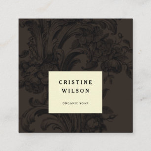 Carte De Visite Carré Classique marron foncé vintage ornemental victorie