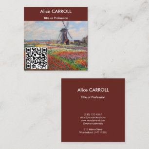 Carte De Visite Carré Claude Monet - Field of Tulips, Hollande - QR Code