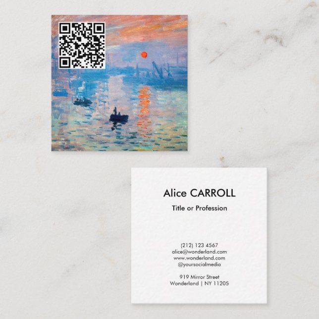 Carte De Visite Carré Claude Monet - Impression, lever du soleil - Code  (Devant / Derrière)