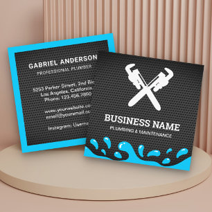 Carte De Visite Carré Clé de plomberie à tuyau en maille noire pour bric