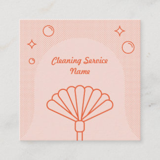 Carte De Visite Carré Clean Pink and Orange Cleaning Service Company