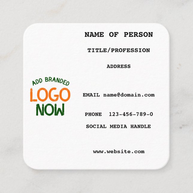 CARTE DE VISITE CARRÉ CLIENT SIMPLE CONTEMPORAIN PROPRE BLANC MODE (Devant)