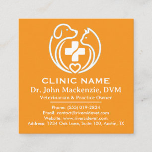 Carte De Visite Carré Clinique vétérinaire minimaliste Soins pour animau