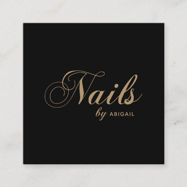 Carte De Visite Carré Clous Élégants Par "Nom" QR Code Médias sociaux No (Devant)