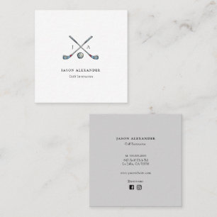 Carte De Visite Carré Clubs de golf Monogram Golf Instructeur Golf pro