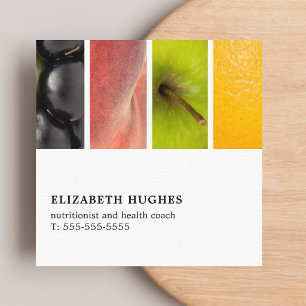 Carte De Visite Carré Coach en nutrition élégant et unique de fruits mod