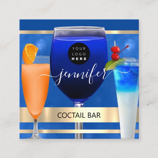 Carte De Visite Carré Cocktail Pub Wine Restaurant Professional Logo (Devant)