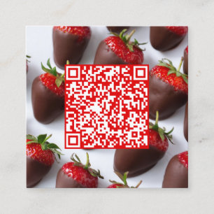 Carte De Visite Carré Code d'analyse Fraises de chocolat