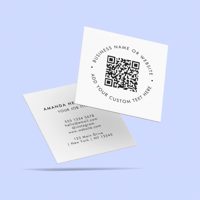 Carte De Visite Carré Code QR à balayage noir et blanc professionnel (Créateur téléchargé)