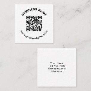 Carte De Visite Carré Code QR avec nom d'entreprise Texte circulaire gra