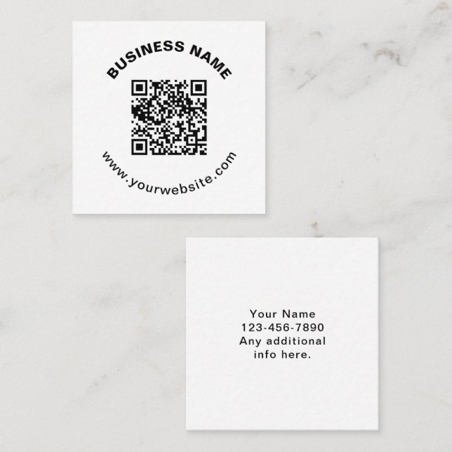 Carte De Visite Carré Code QR avec nom d'entreprise Texte circulaire gra (Devant / Derrière)