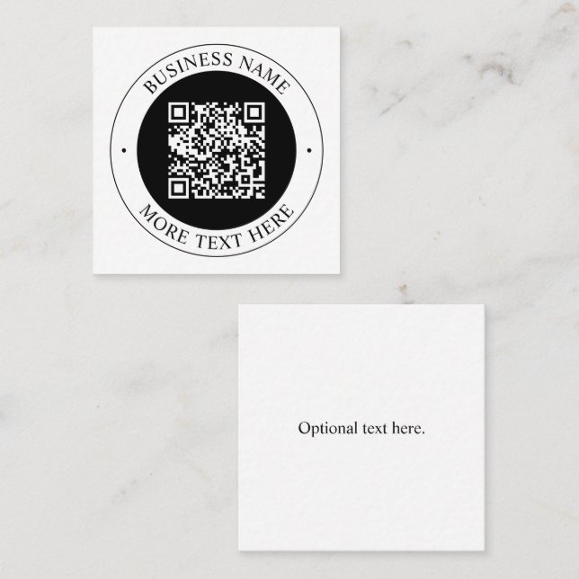 Carte De Visite Carré Code QR avec nom d'entreprise Texte circulaire mod (Devant / Derrière)