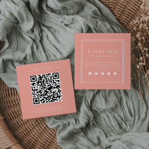 Carte De Visite Carré Code QR Avery Minimal Blush Peach Laissez un avis