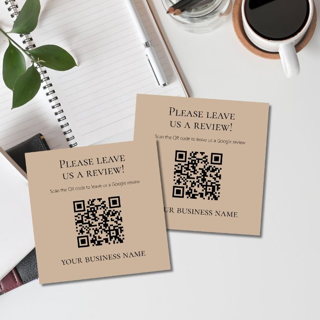 Carte De Visite Carré Code QR Avis Google Chaud Moderne  (Créateur téléchargé)
