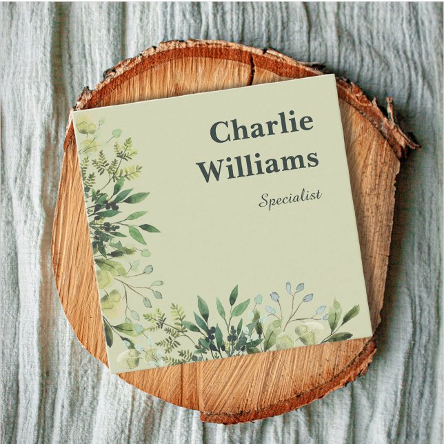 Carte De Visite Carré Code QR cadre botanique feuille boho (Natural boho design for élégant Square Business Card)