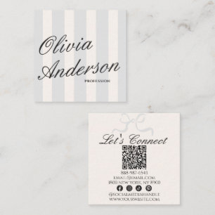 Carte De Visite Carré Code QR Coquette Argent Ancien Luxe Neutre