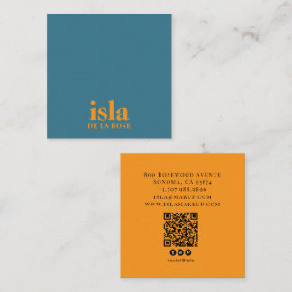 Carte De Visite Carré Code QR d'artiste en maquillage minimaliste modern