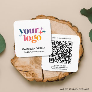 Carte De Visite Carré Code QR de base de logo minimaliste moderne