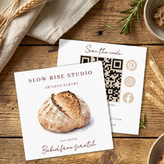 Carte De Visite Carré Code QR de Boulangerie Artisanale au Pain de Campa
