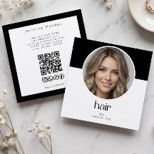 Code QR de coiffeur Photo Noir Blanc Carré