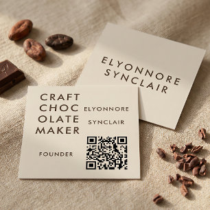 Carte De Visite Carré Code Qr de Fabricant de Chocolat Artisanal Minimal