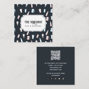 Carte De Visite Carré Code QR de la brasserie de bière artisanale Beers 