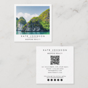 Carte De Visite Carré Code QR de la photo de l'agent immobilier