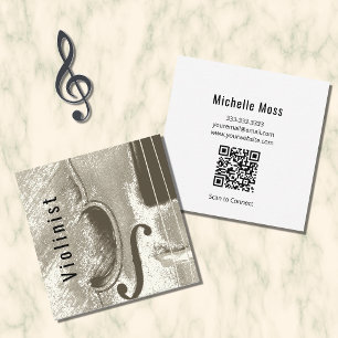 Carte De Visite Carré Code QR de l'instrument de musique violon Abstrait