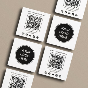 Carte De Visite Carré Code QR de logo d'entreprise Icônes sociales perso