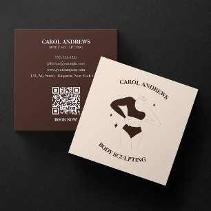 Carte De Visite Carré Code QR de massage et sculpture corporelle moderne