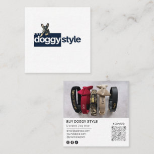 Carte De Visite Carré Code QR de médias sociaux de photo de logo moderne