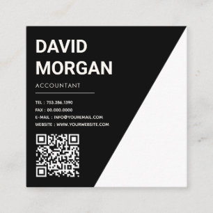 Carte De Visite Carré Code Qr de minimaliste simple de script gras compt