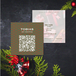 Carte De Visite Carré Code QR de Noël moderne