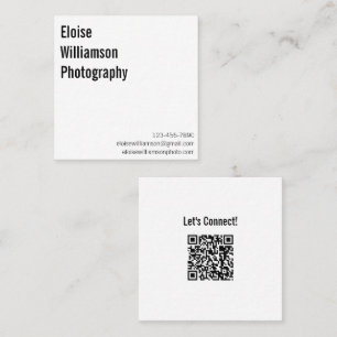 Carte De Visite Carré Code QR de nom professionnel simple blanc propre