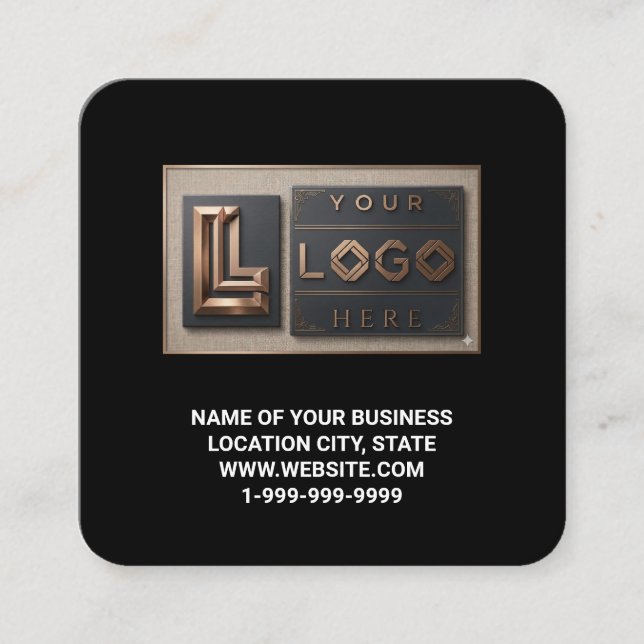Carte De Visite Carré Code QR de numérisation de site Web carré de logo  (Devant)