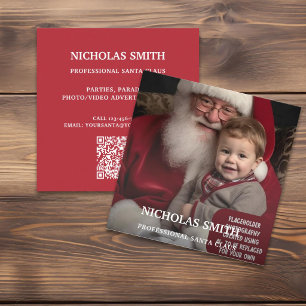 Carte De Visite Carré Code QR de photo professionnelle du Père Noël