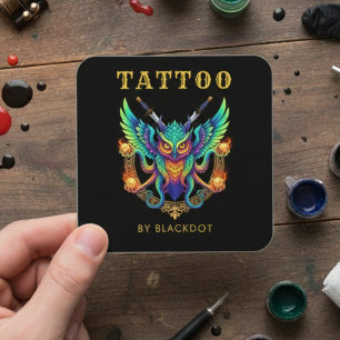 Carte De Visite Carré Code QR de réservation de studio de tatouage Artis