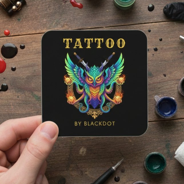 Carte De Visite Carré Code QR de réservation de studio de tatouage Artis (Créateur téléchargé)
