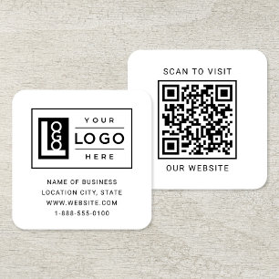 Carte De Visite Carré Code QR de site Web à balayage de logo blanc moder