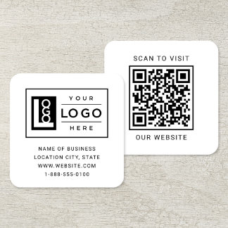 Carte De Visite Carré Code QR de site Web à balayage de logo blanc moder